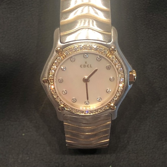 EBEL Wave Diamond 2 Tone Bracelet 18K YG/SS Watch - Picture 5 of 16